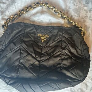 Prada brown purse with gold chain